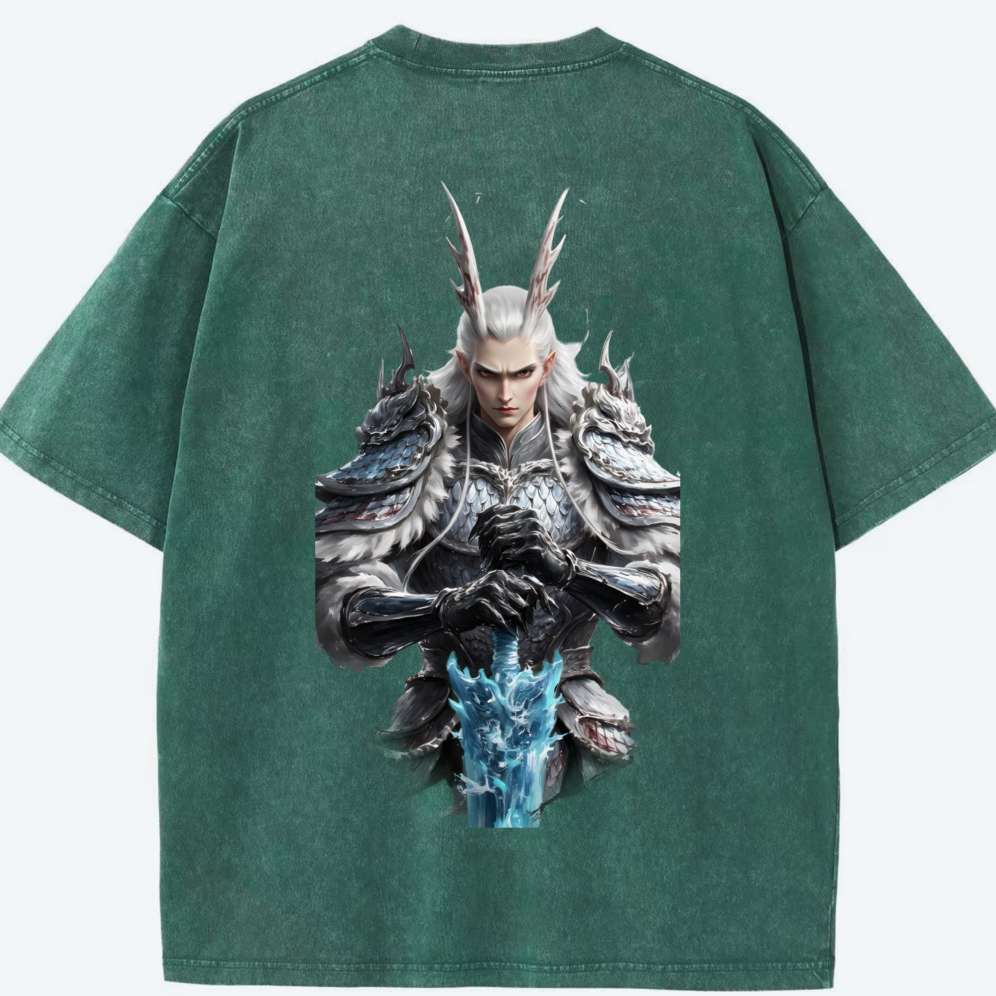 （画像用） Ne Zha 2 ナタ 魔童の大暴れ 綿100% ヴィンテージ風 半袖Tシャツ（背面プリント）